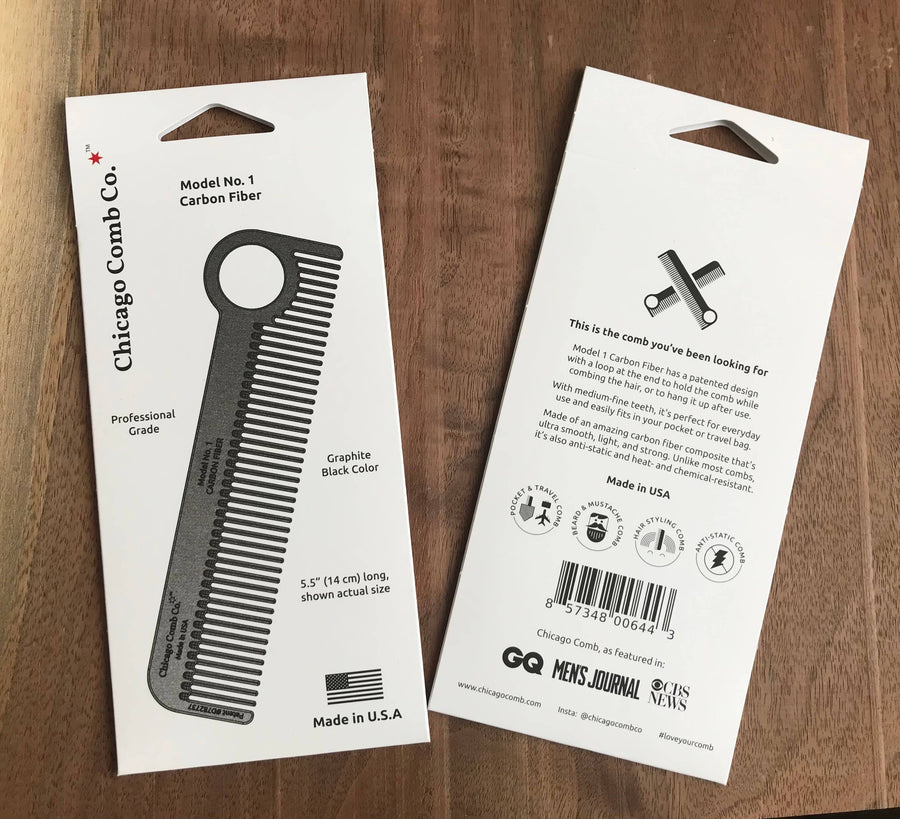 Chicago Comb Co. Model No. 1 Carbon Fiber Comb